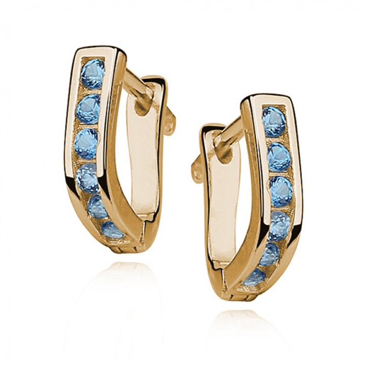 K306L KOLCZYKI ZŁOCONE podkówki błękitne