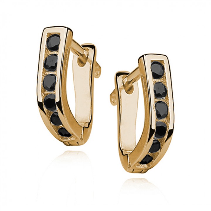 K297L KOLCZYKI ZŁOCONE czarne podkówki