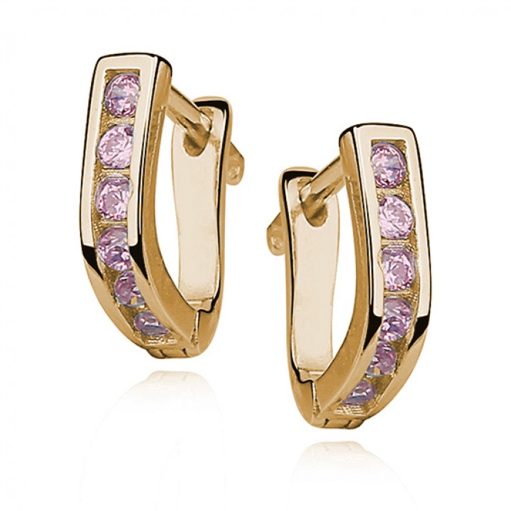 K353L KOLCZYKI ZŁOCONE podkówki różowe