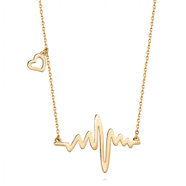 N152L NASZYJNIK ZŁOCONY linia pulsu i serce