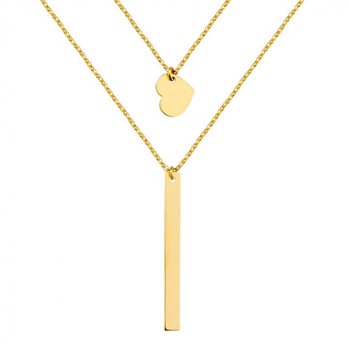 N161L NASZYJNIK ZŁOCONY patyczek i serce