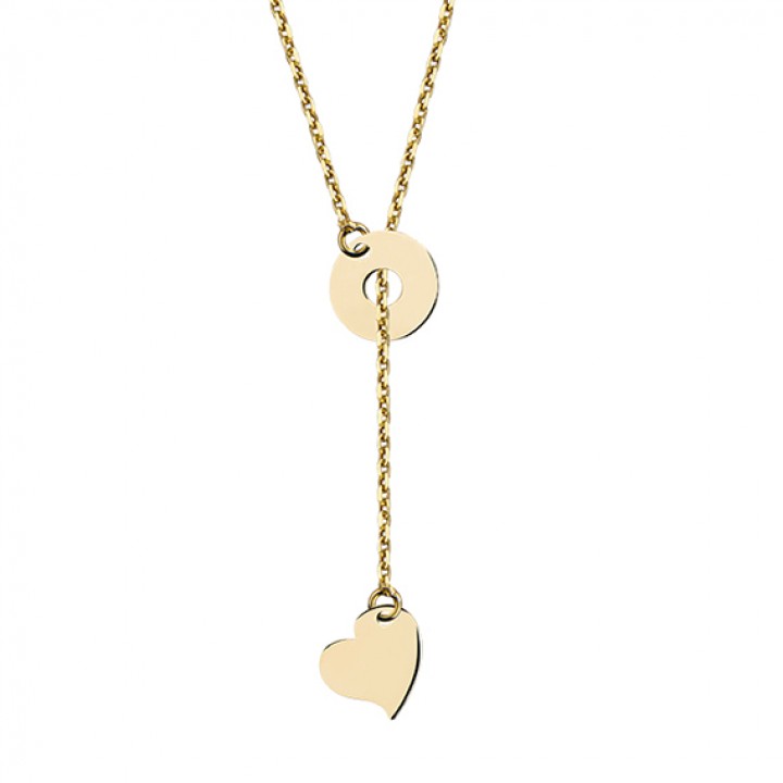 N164L NASZYJNIK ZŁOCONY krawatka z sercem