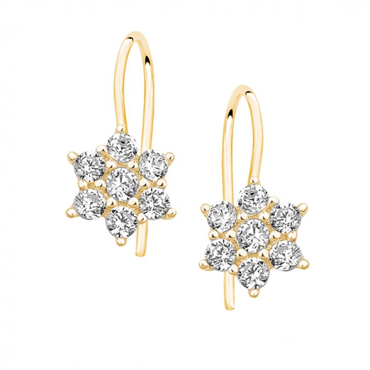 K437L KOLCZYKI ZŁOCONE kwiatek z cyrkoniami