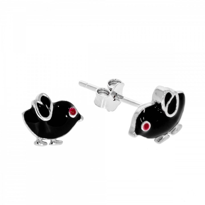 K594T KOLCZYKI czarny ptaszek