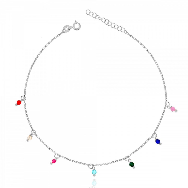 B450T BRANSOLETKA NA NOGĘ kryształki multikolor